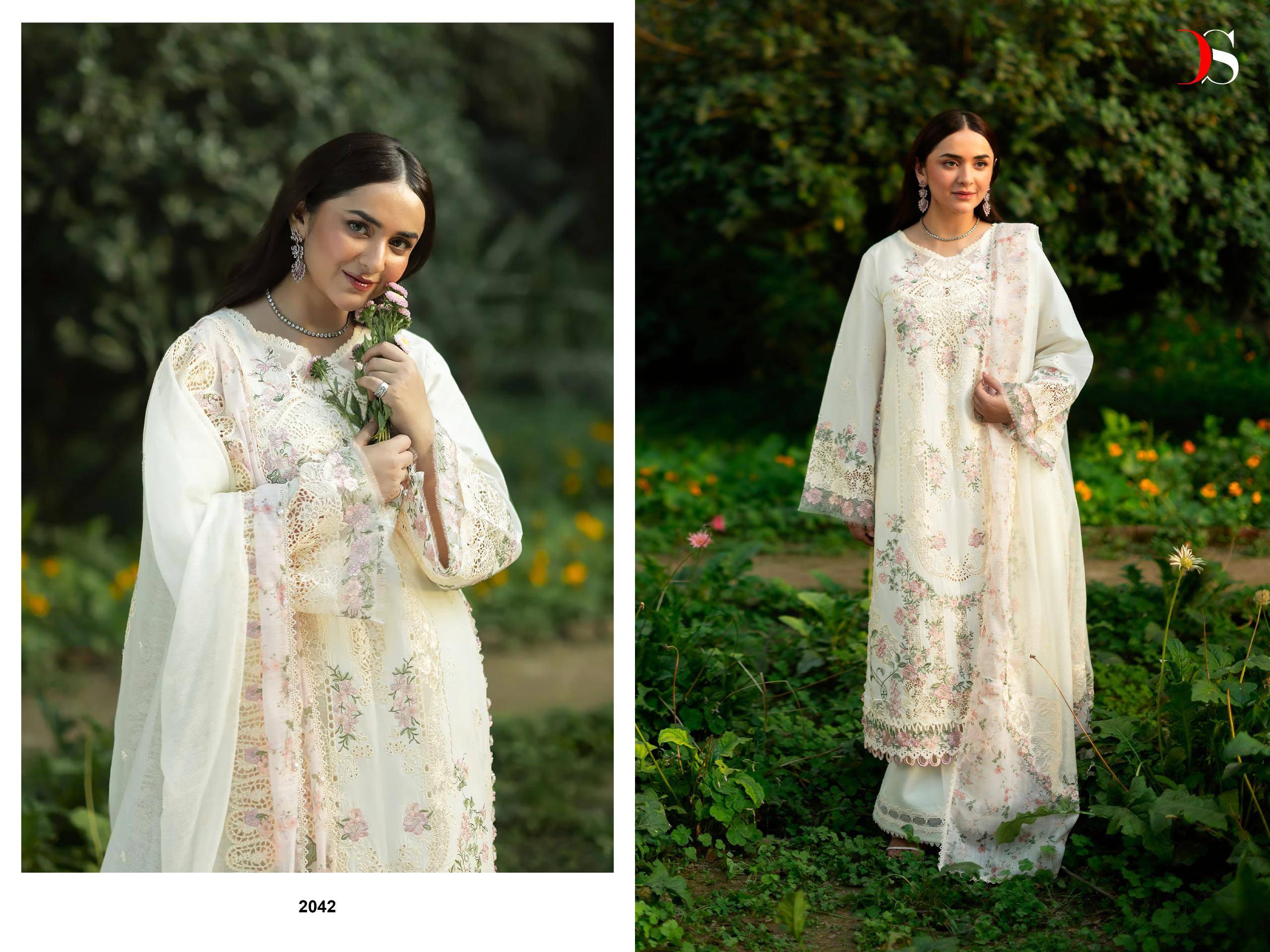 ELAF  Premium-6 Luxury Lawn by  DEEPSY SUITS 2041 To 2046 Series Beautiful Pakistani Suits Colorful Stylish Fancy Casual Wear & Ethnic Wear Pure cotton Embroidered Dresses At Wholesale Price